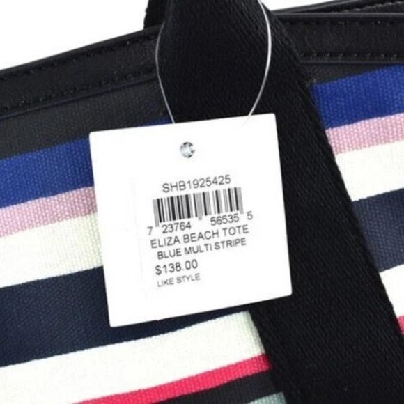 FOSSIL-Eliza Beach Tote-Bold Stripes-Coated Canvas-Separate Pouch-NEW WITH TAG - Picture 4 of 5